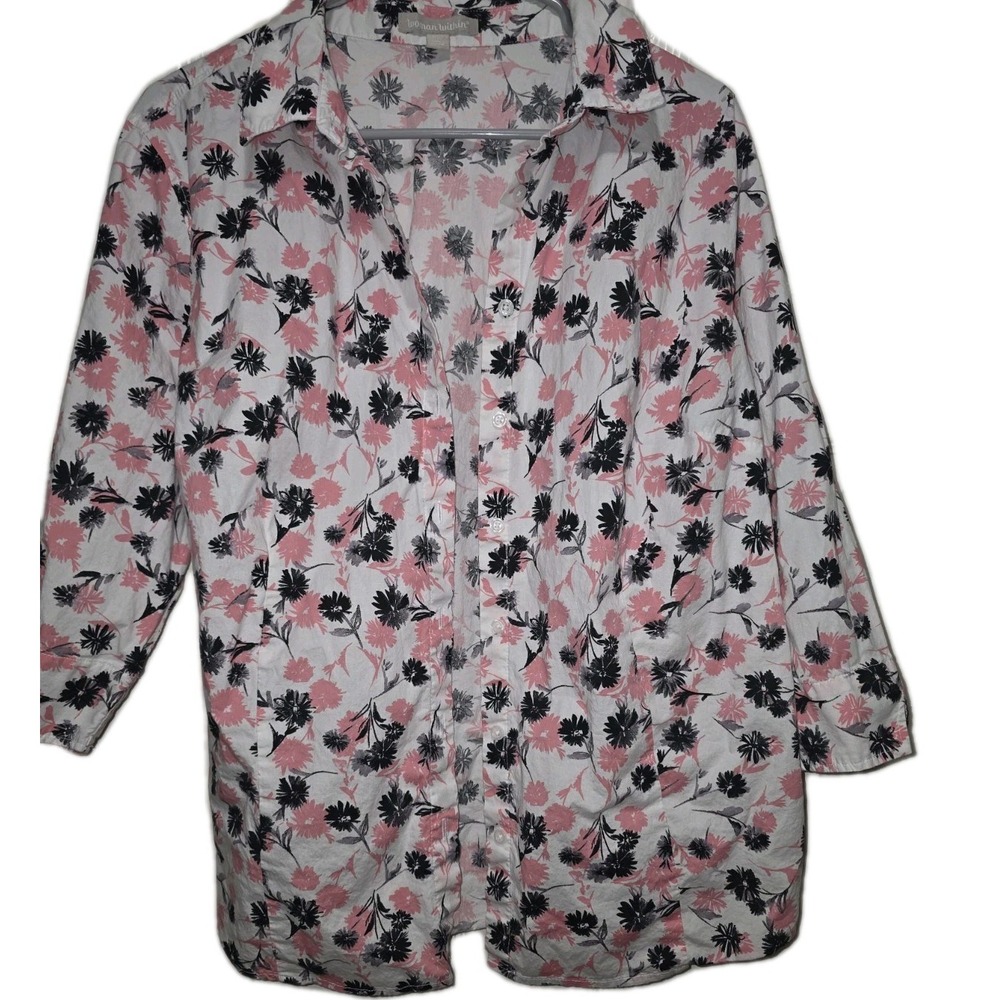Woman Within Sz 18/20 Beautiful Lightweight Cotton Floral‎ Shirt Top